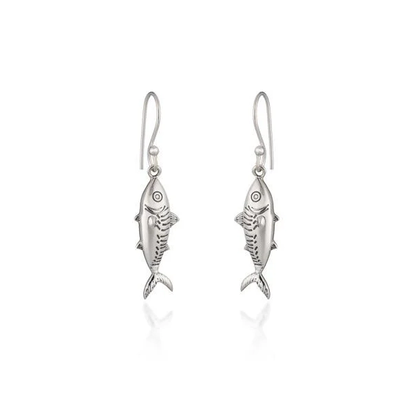 Sterling Silver Earring Drops - Mackerel Fish