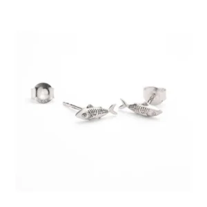 Sterling Silver Earring Studs - Mackerel Fish