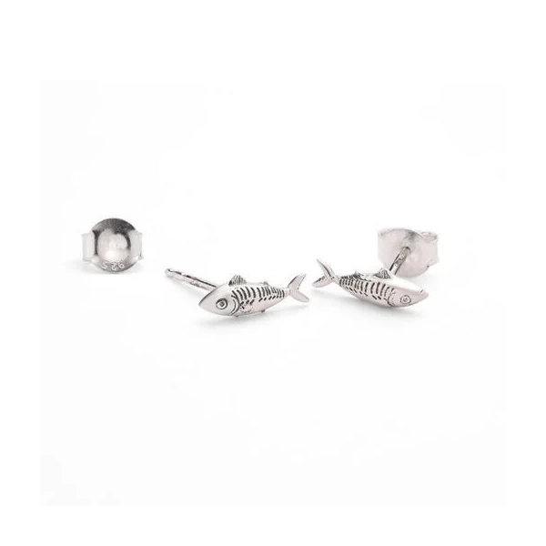 Sterling Silver Earring Studs - Mackerel Fish