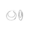 Silver Earrings - Creole Hinged Double Textured Hoops - 25mm - H5744S
