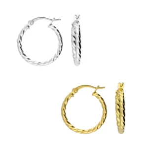 Silver Earrings - Creole Hinged Soft Twist Hoops - 20mm - H5083S/Y collection