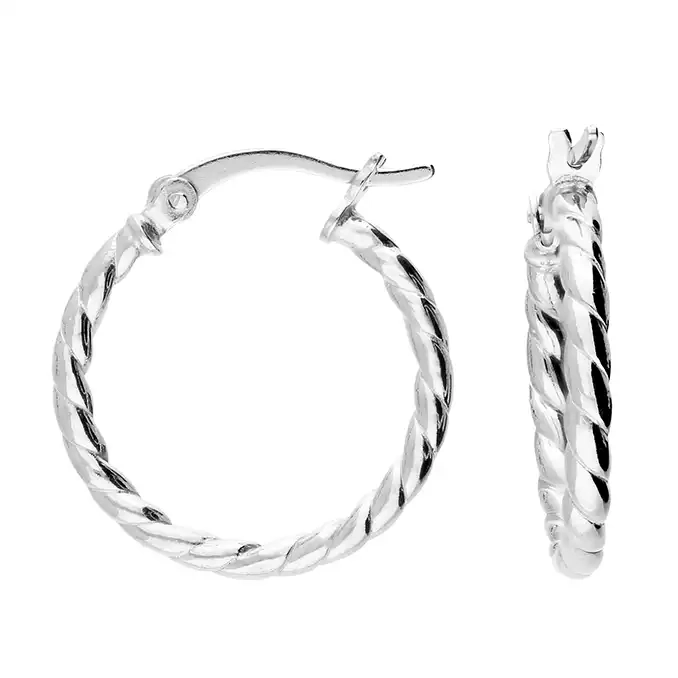Silver Earrings - Creole Hinged Soft Twist Hoops - 20mm - H5083S