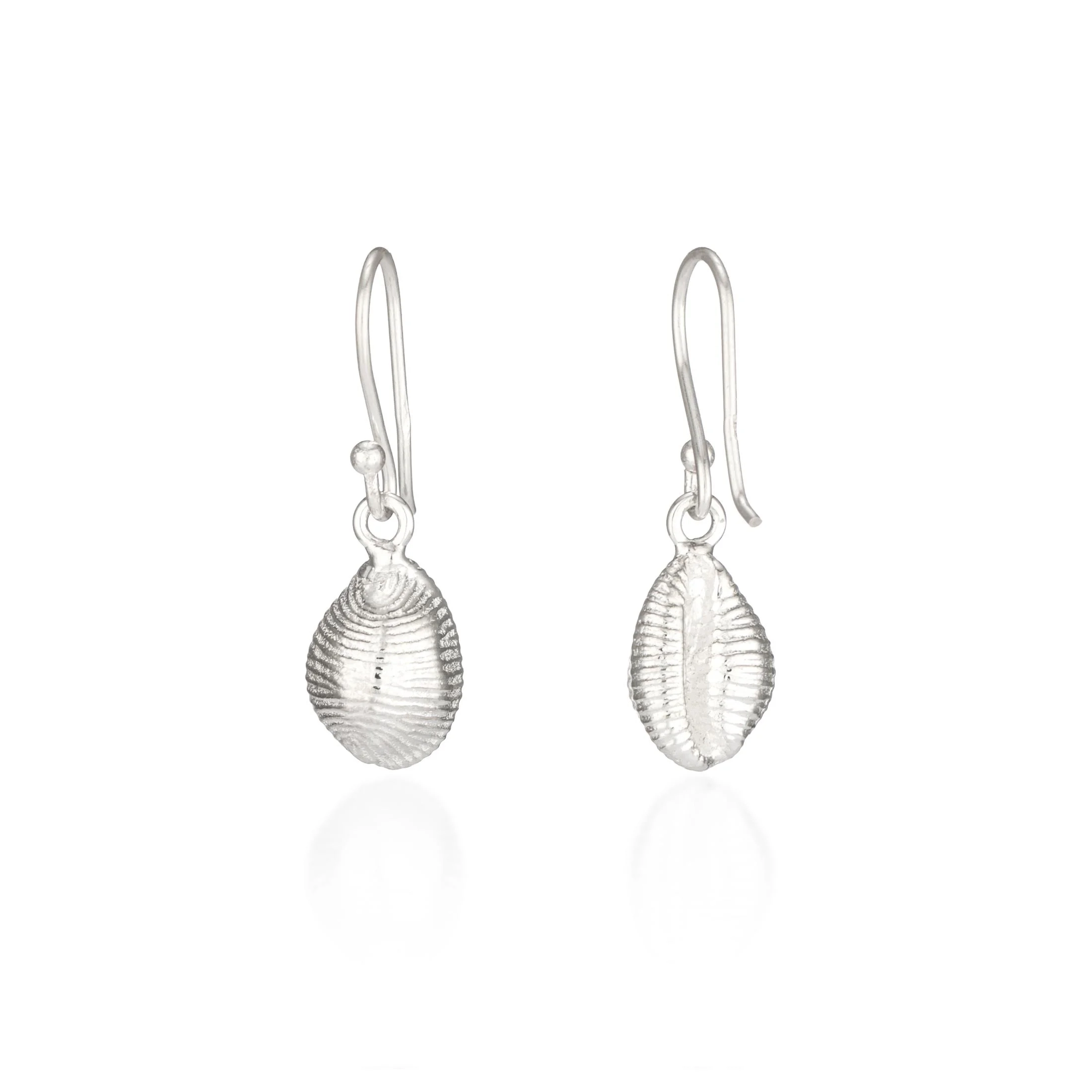 Silver Earrings - Drop - Cast Cowrie Shell