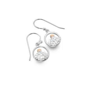 Silver Earrings - Drop - Circle Sunset Mountain Theme