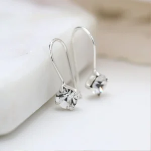 Silver Earrings - Drops - Clear Crystal