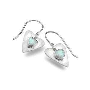Silver Earrings - Drop - Forever Opalite Heart