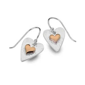 Silver Earrings - Drop - Forever Rose Gold Heart