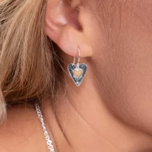Silver Earrings - Drop - Forever Rose Gold Heart Model
