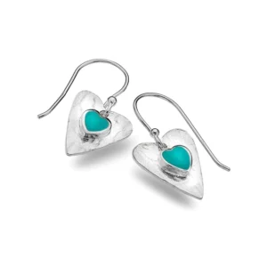 Silver Earrings - Drop - Forever Turquoise Heart