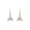 Silver Earrings - Drop - Hammered Fish Tail and Opal