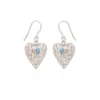 Silver Earrings - Drop - Hammered Heart and Opal