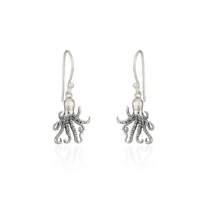 Silver Earrings - Drop - Octopus