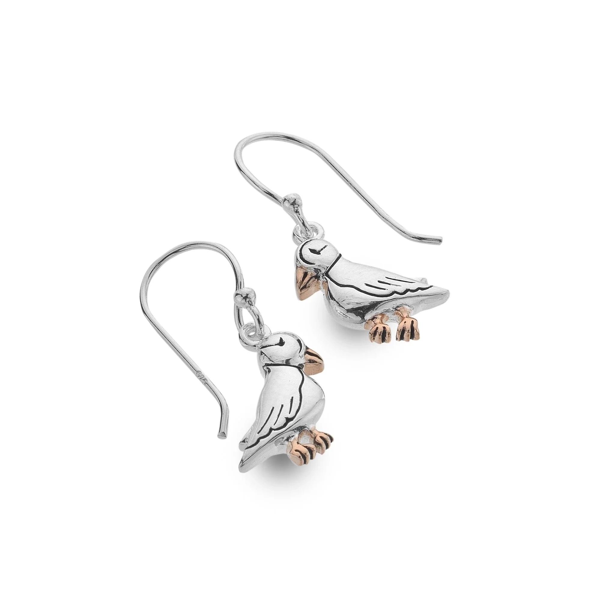 Silver Earrings - Drop - Puffin