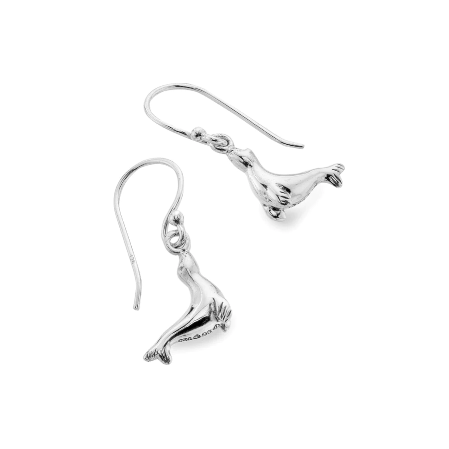 Silver Earrings - Drop - Devonshire Seal Side View