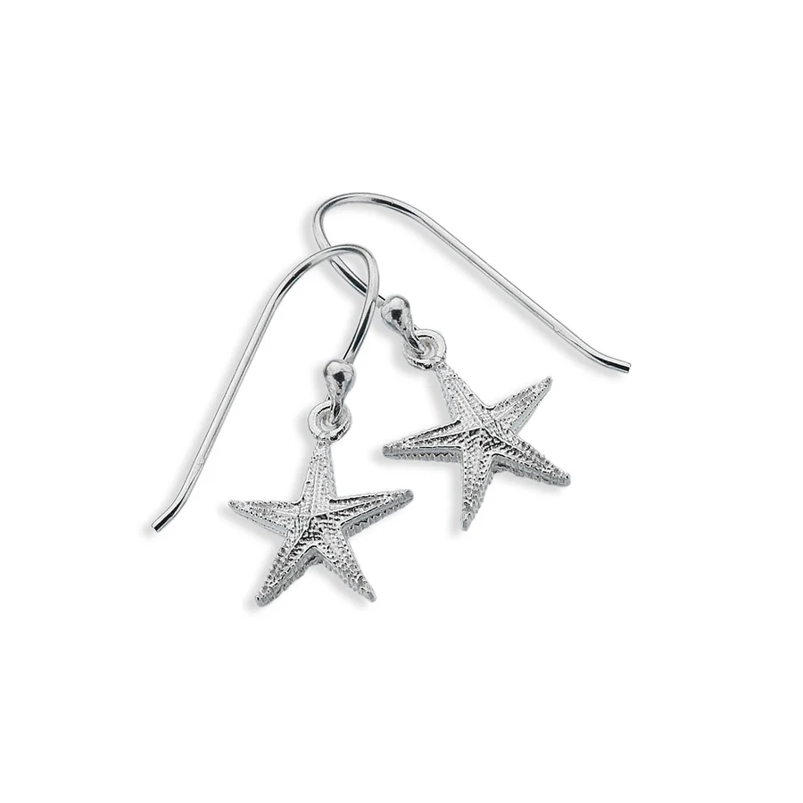 Silver Earrings - Drop - Sparkling Starfish