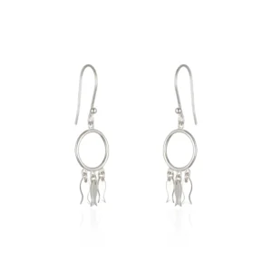 Silver Earrings - Drop - Trio of Fish