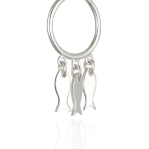 Silver Earrings - Drop - Trio of Fish Close up
