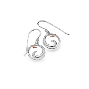 Sterling Silver Earrings - Drops - Circular Wave with Seagull