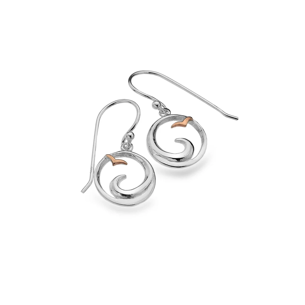 Sterling Silver Earrings - Drops - Circular Wave with Seagull