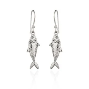 Silver Earrings - Drop - Solid Fish