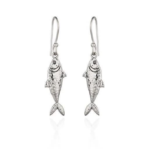 Silver Earrings - Drop - Solid Fish