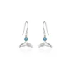 Sterling Silver Earrings - Drops - Whale Tail with Ocean Blue Opal
