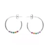 Silver Earrings - Rainbow Cubic Zirconia Stud Hoops - H4237S