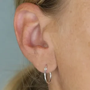 Silver Earrings - Sleeper Creole Hinged Hoops - 14mm - H6264S Model