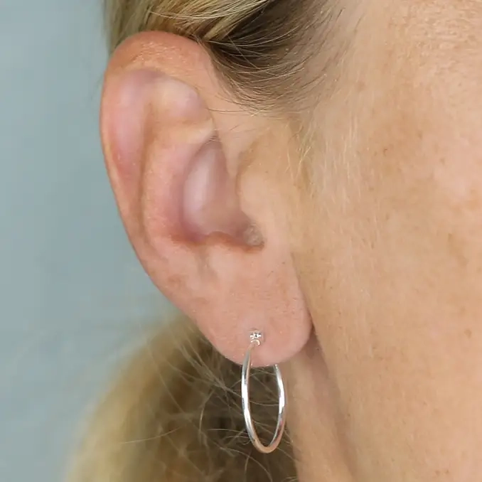 Silver Earrings - Sleeper Creole Hinged Hoops - 20mm - H6265S Model