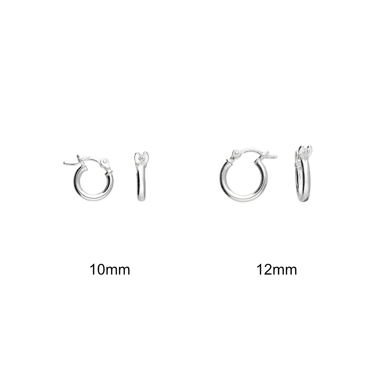 Silver Earrings - Sleeper Creole Hinged Hoops 2mm - Collection of Sizes