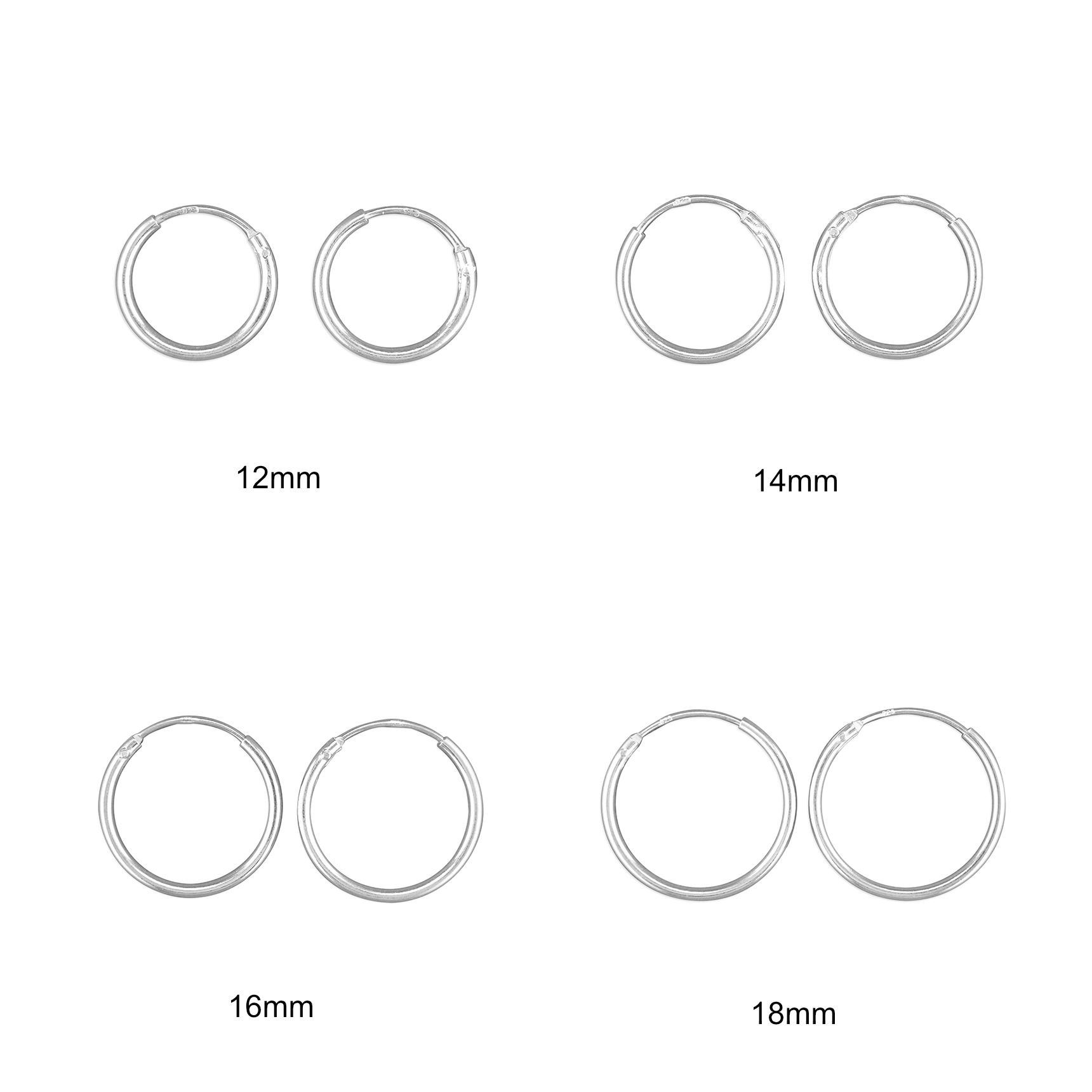 Silver Earrings - Sleeper Hoops - Collection of Sizes