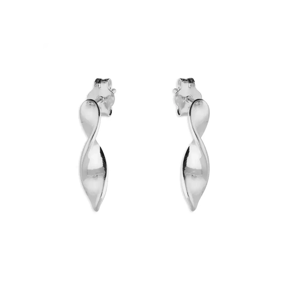 Silver Earrings - Studs - 3D Twisted Infinity