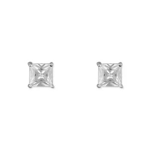 Silver Earrings - Studs - 4mm Princess Cut Cubic Zirconia