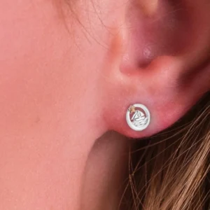 Silver Earrings - Studs - Circle Sailaway Theme Model