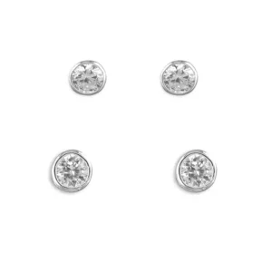 Silver Earrings - Studs - Clear Cubic Zirconia - Collection