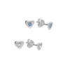 Silver Earrings - Studs - Coloured Crystal Textured Heart