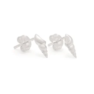Silver Earrings - Studs - Conch shell