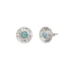 Silver Earrings - Studs - Hammered Opal Concave Disk