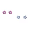 Silver Earrings - Studs - Mixed Crystal Flowers