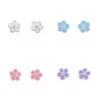 Silver Earrings - Studs - Mixed Enamel Flowers