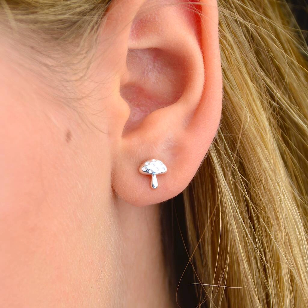 Silver Earrings - Studs - Toadstool Model