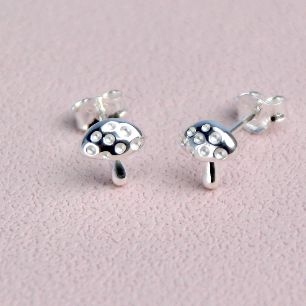 Silver Earrings - Studs - Toadstool