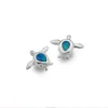 Silver Earrings - Studs - Ocean Blue Opalite Turtle