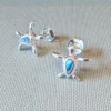 Sterling Silver Earrings - Studs - Paua Shell Turtle Close Up