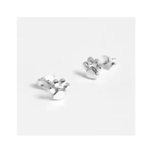 Silver Earrings - Studs - Paw Prints Angle