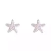 Silver Earrings - Studs - Purple Enamel Starfish