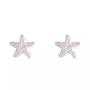 Silver Earrings - Studs - Purple Enamel Starfish