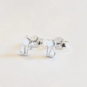 Alternative view of Sterling Silver Sitting Cat Stud Earrings