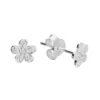 Silver Earrings - Studs - SmallCubic Zirconia Textured Flower - H4063C