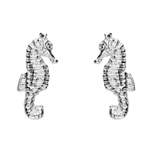 Silver Earrings - Studs - Small Seahorse